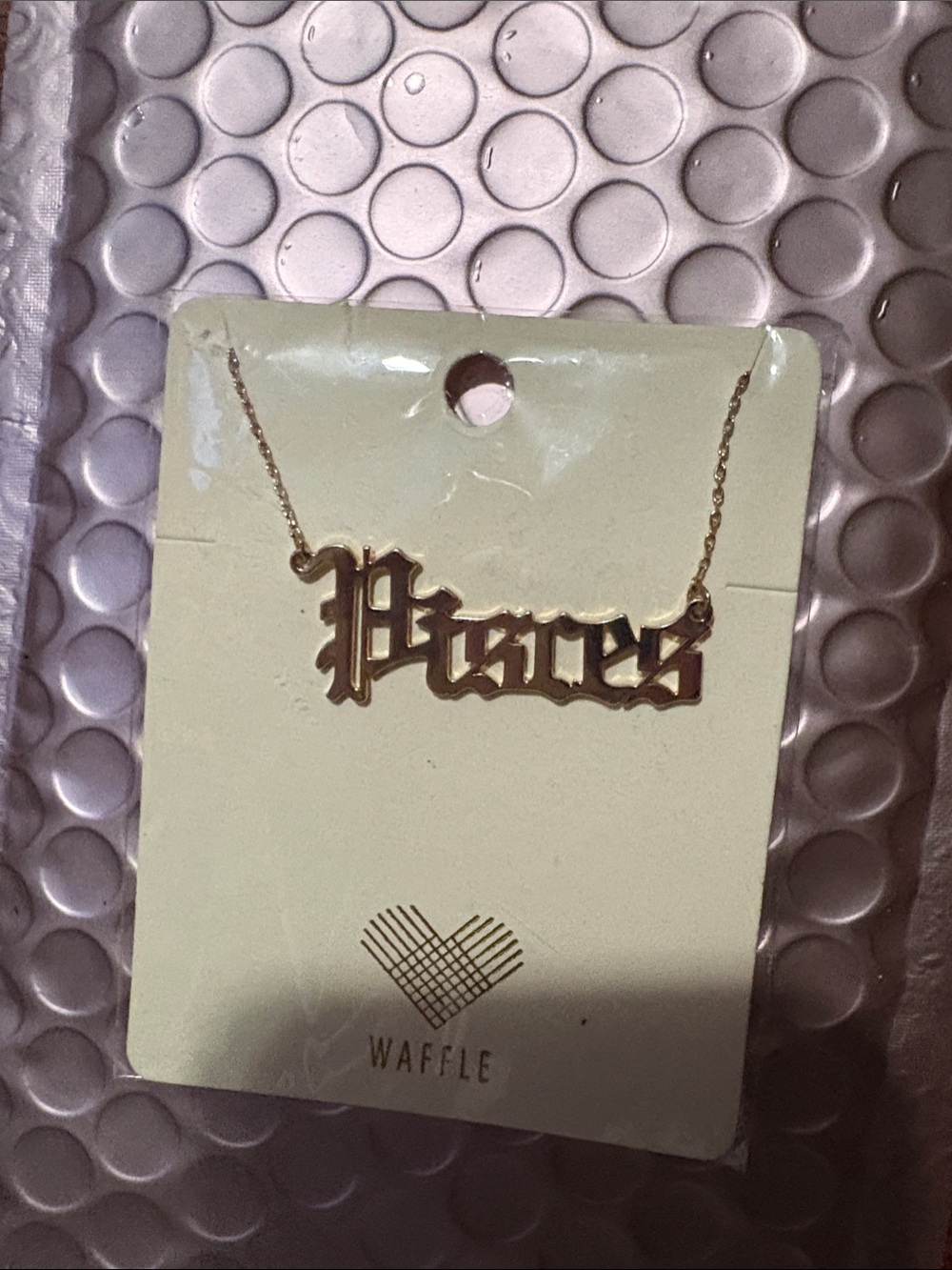 Gold Pisces Nameplate Necklace